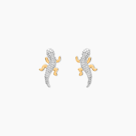 Boucles D'oreilles Puces Azzedine Salamandre Or Bicolore - Clous d'oreilles Femme | Histoire d’Or