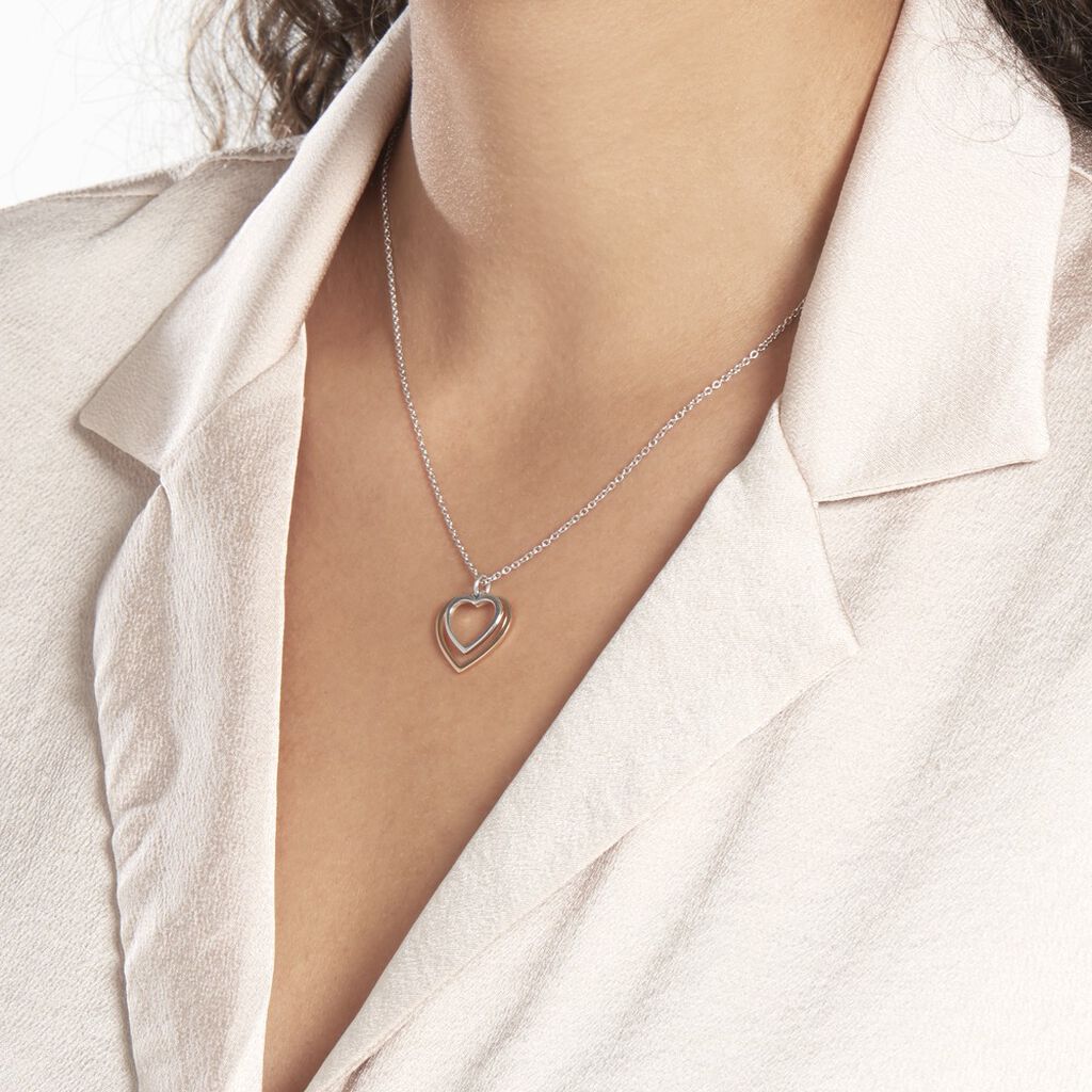 Collier Argent Bicolore Fethi - Colliers Coeur Femme | Histoire d’Or