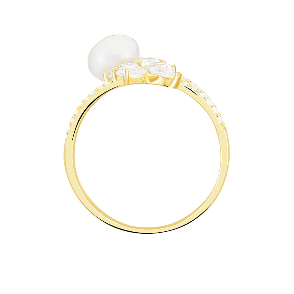 Bague Norah Or Jaune Perle De Culture Et Oxyde De Zirconium - Bagues avec pierre Femme | Histoire d’Or