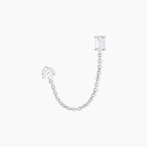 Bijou D'oreille Unitaire Kirstie Argent Blanc Oxyde De Zirconium - Boucles d'oreilles fantaisie Femme | Histoire d&rsquo;Or