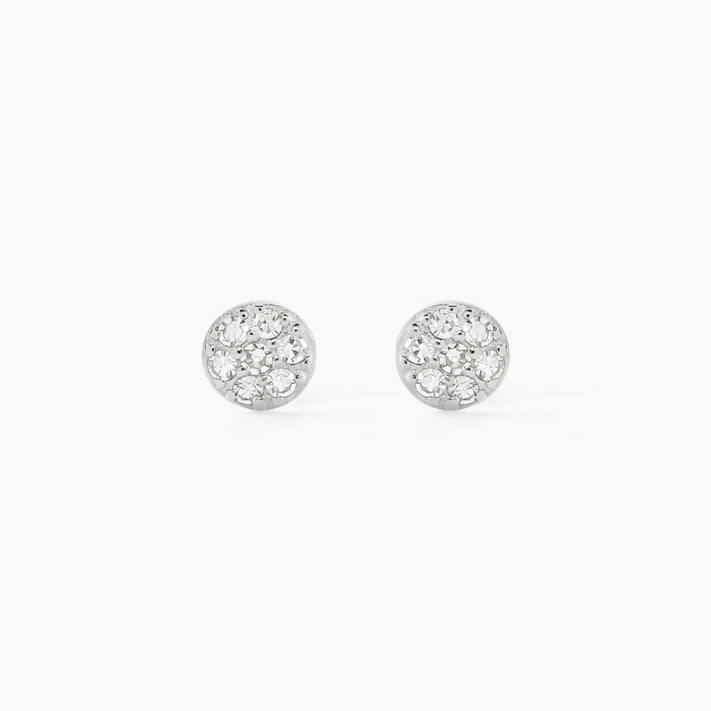 Boucles D'oreilles Puces Teani Or Blanc Diamant - Clous d'oreilles Femme | Histoire d’Or