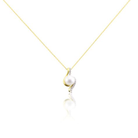 Collier Grazilla Or Bicolore Perle De Culture Et Diamant - Colliers Femme | Histoire d’Or