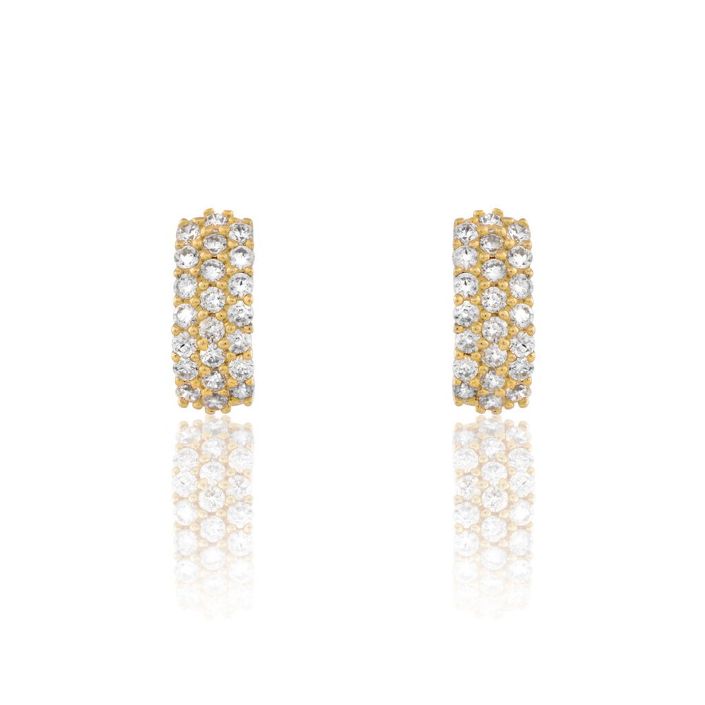 Boucles D'oreilles Jacquelene Rondes Or Jaune Oxyde De Zirconium - Boucles d'oreilles créoles Femme | Histoire d’Or