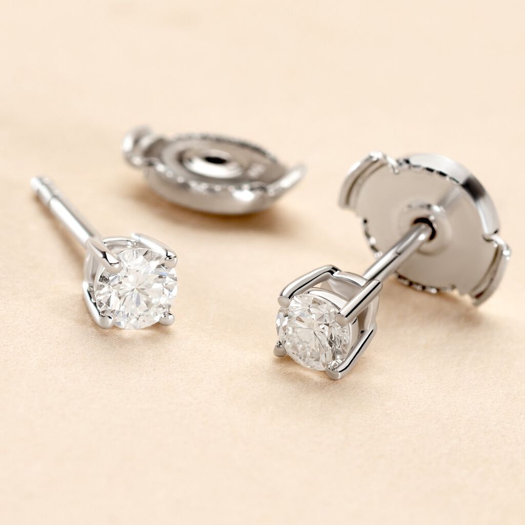 Boucles D'oreilles Puces Or Blanc Aphrodite Diamants - Clous d'oreilles Femme | Histoire d’Or