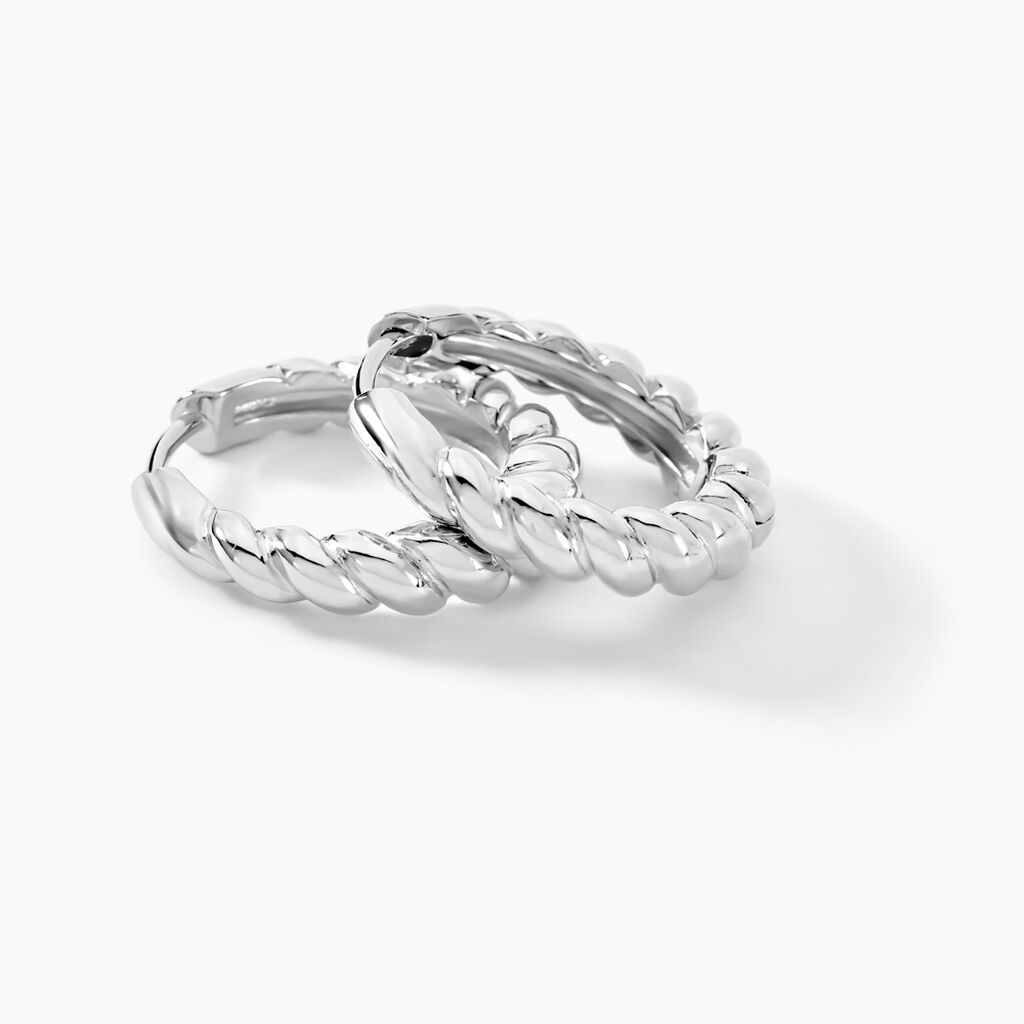 Créoles Ysanne Argent Blanc - Boucles d'oreilles créoles Femme | Histoire d’Or