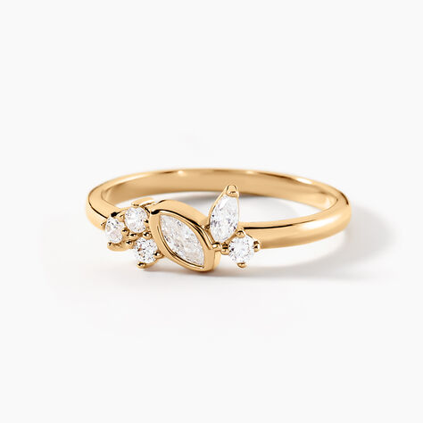 Bague Aurena Plaque Or Jaune Oxyde De Zirconium - Bagues solitaires Femme | Histoire d&rsquo;Or