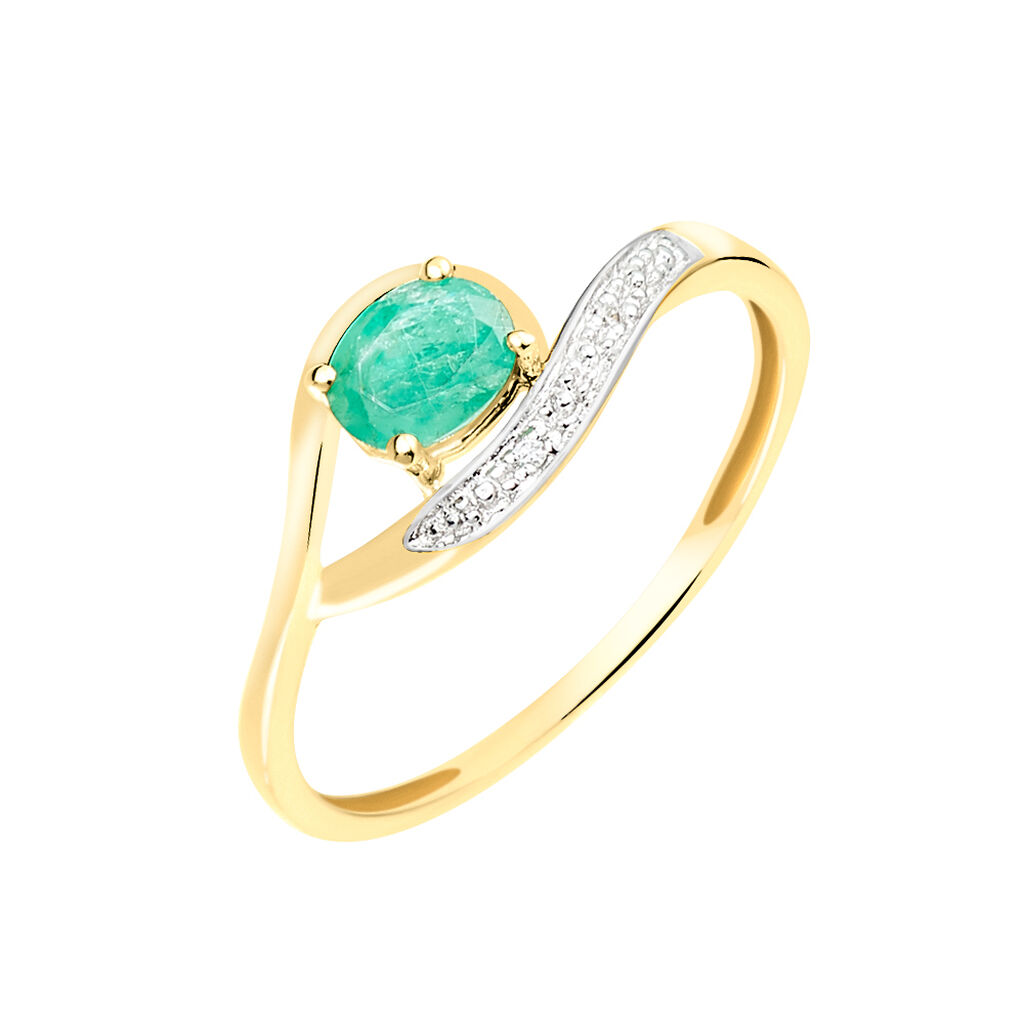 Bague Sagesse Or Jaune Emeraude Et Diamant - Bagues solitaires Femme | Histoire d’Or