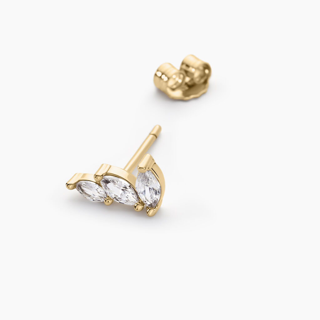 Boucles D'oreilles Puces Siona Plaque Or Jaune Oxyde De Zirconium - Boucles d'oreilles fantaisie Femme | Histoire d&rsquo;Or