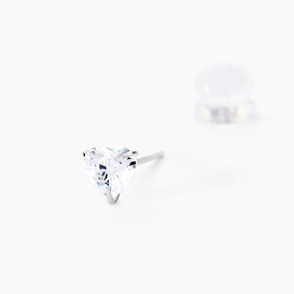 Boucles D'oreilles Puces Or Blanc Katherine Oxyde De Zirconium - Clous d'oreilles Femme | Histoire d&rsquo;Or
