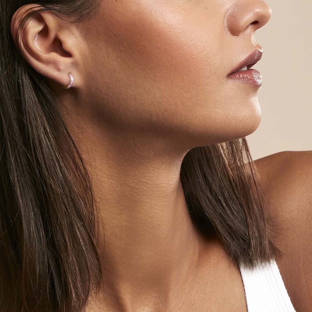 Créoles Rio Argent Rose Oxyde De Zirconium - Boucles d'oreilles créoles Femme | Histoire d’Or