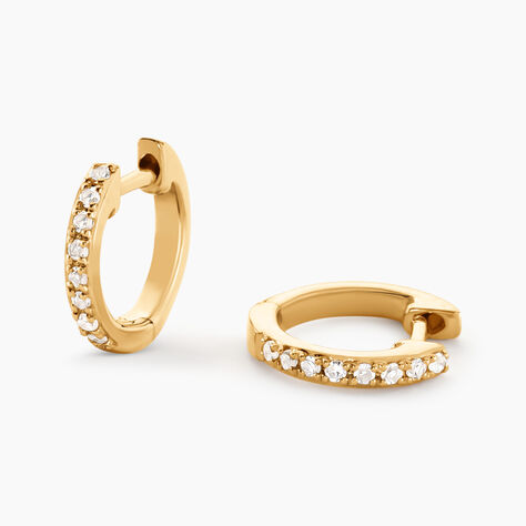 Mini Cr&eacute;oles Or Jaune Aryanna Diamants - Boucles d'oreilles cr&eacute;oles Femme | Histoire d&rsquo;Or