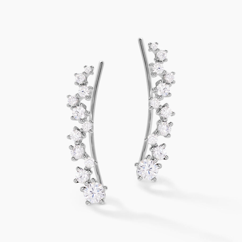 Bijoux D¿oreilles Grimpants Enza Argent Blanc Oxyde De Zirconium