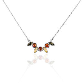 Collier Argent Blanc Sylvaincine Ambre - Colliers fantaisie Femme | Histoire d’Or