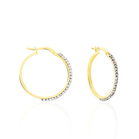 Créoles Sandrine Or Jaune Strass - Boucles d'oreilles créoles Femme | Histoire d’Or