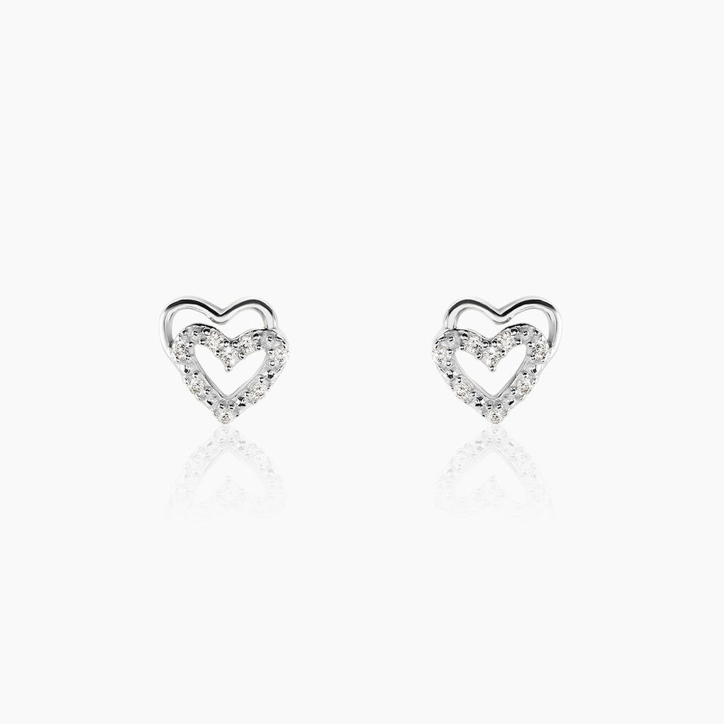 Boucles D'oreilles Puces Aoki Argent Blanc Oxyde De Zirconium - Boucles d'oreilles fantaisie Femme | Histoire d’Or