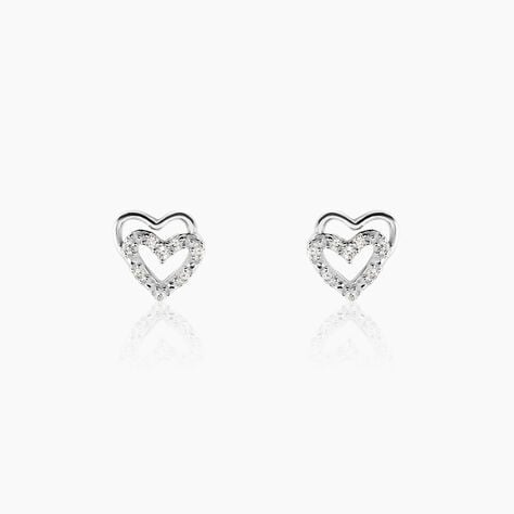 Boucles D'oreilles Puces Aoki Argent Blanc Oxyde De Zirconium - Boucles d'oreilles fantaisie Femme | Histoire d’Or