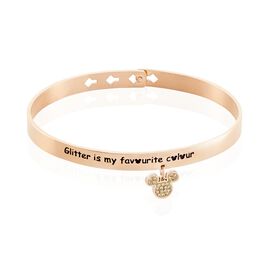 Bracelet Jonc Disney Acier Doré Rose Cristaux - Bracelets fantaisie Femme | Histoire d’Or