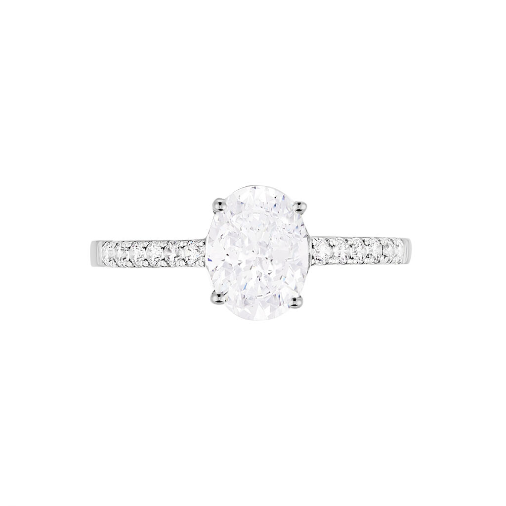 Bague Solitaire Oval Or Blanc Oxyde De Zirconium - Bagues solitaires Femme | Histoire d’Or