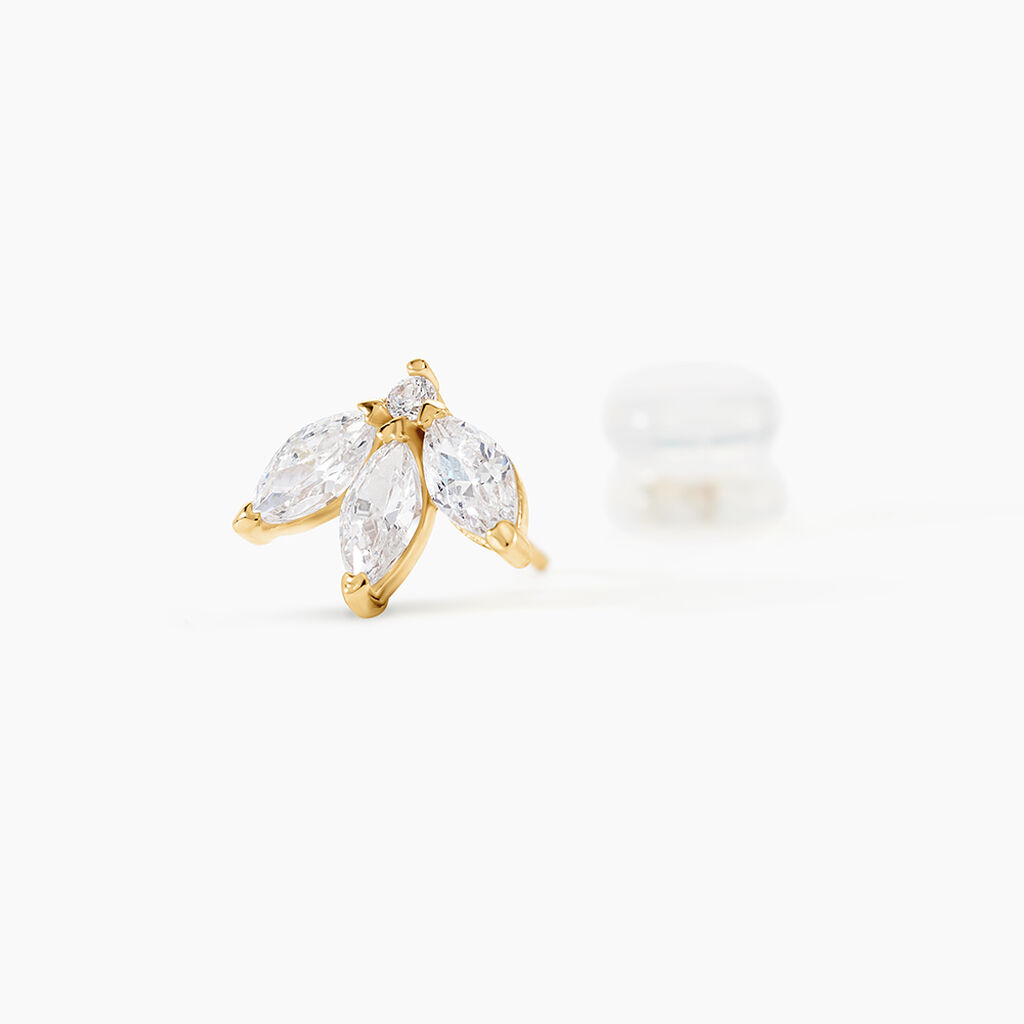 Boucles D'oreilles Puces Margret Or Jaune Oxyde De Zirconium - Clous d'oreilles Femme | Histoire d&rsquo;Or