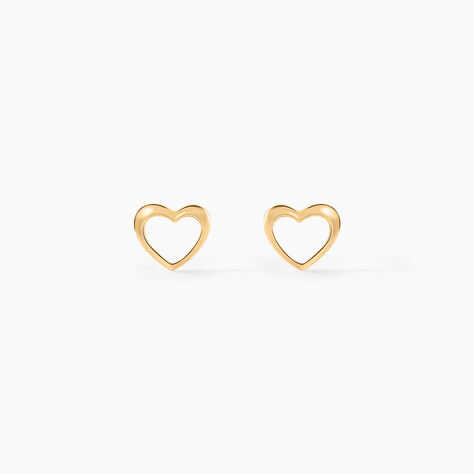 Boucles D'oreilles Puces Anne-maudae Coeurs Or Jaune - Clous d'oreilles Femme | Histoire d’Or