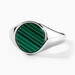 Chevalière Argent Blanc Aileas Malachite - Bagues solitaires Homme | Histoire d’Or