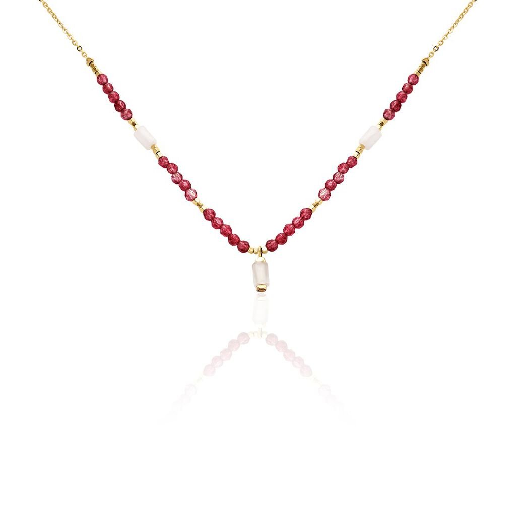 Collier Attila Acier Dor&eacute; Quartz Jade - Colliers fantaisie Femme | Histoire d&rsquo;Or