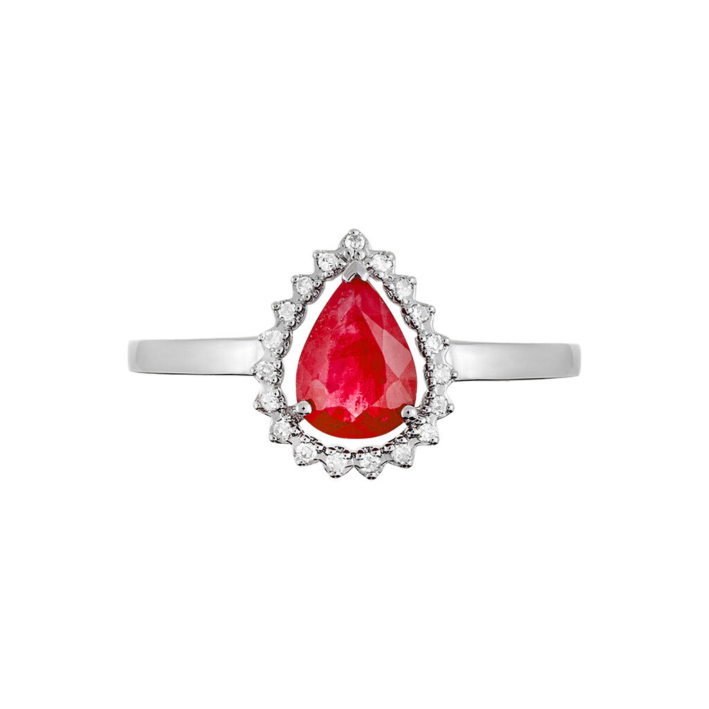 Bague Or Blanc Rubis Et Diamant - Bagues solitaires Femme | Histoire d’Or