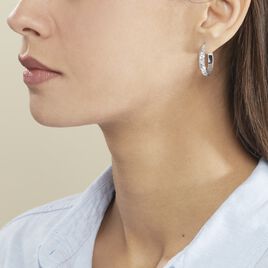 Créoles Esmee Fil Plat Diamanté Argent Blanc - Boucles d'oreilles créoles Femme | Histoire d’Or