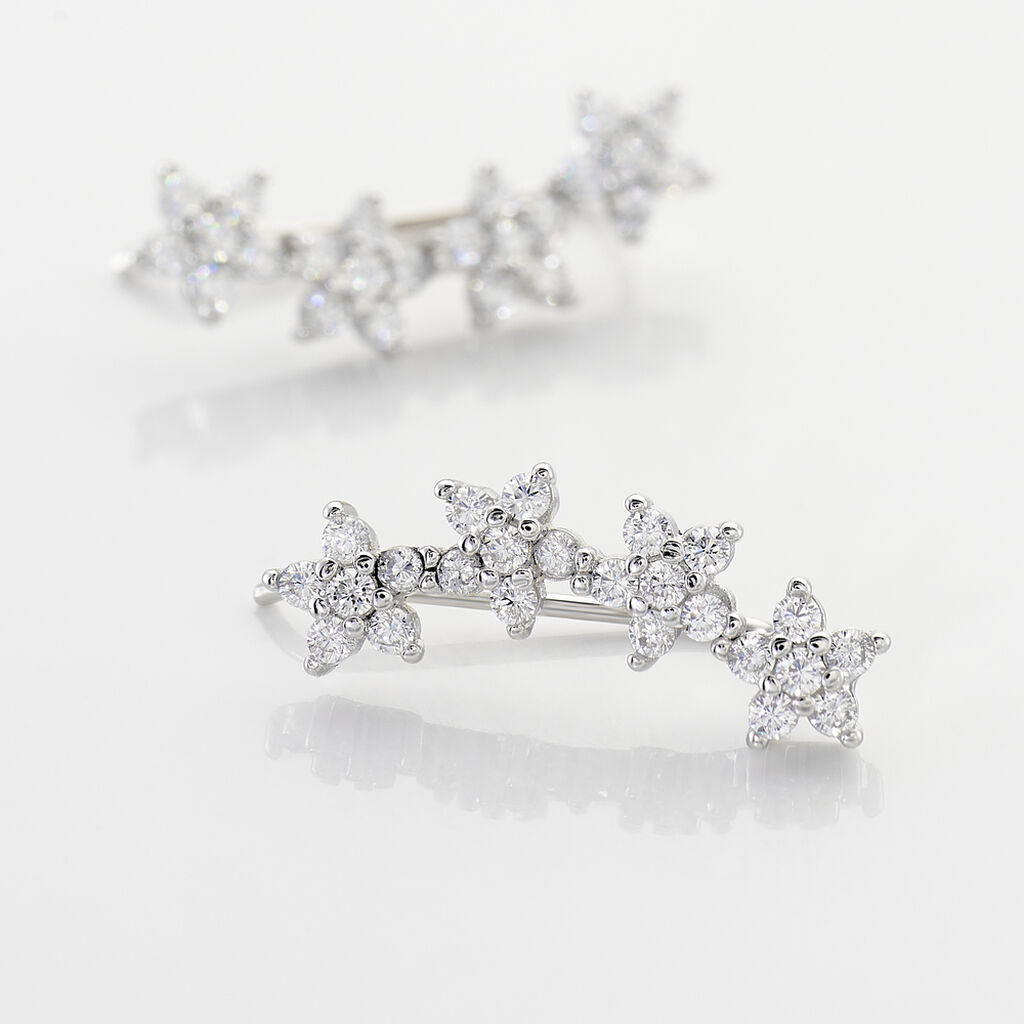 Boucles D'oreilles Grimpantes Sohalia Argent Blanc Oxyde De Zirconium - Boucles d'oreilles fantaisie Femme | Histoire d&rsquo;Or