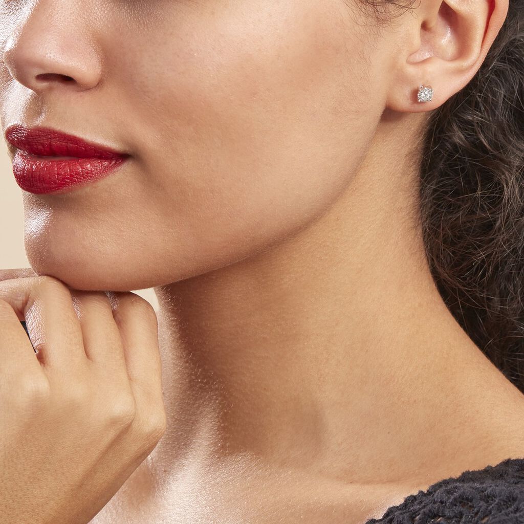 Boucles D'oreilles Puces Artemis Or Blanc Diamant - Clous d'oreilles Femme | Histoire d’Or