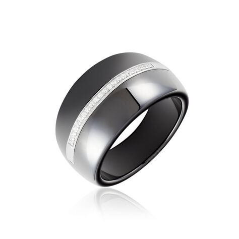 Bague Ceramik Design Argent Blanc Oxyde De Zirconium Et C&eacute;ramique - Bagues avec pierre Femme | Histoire d&rsquo;Or
