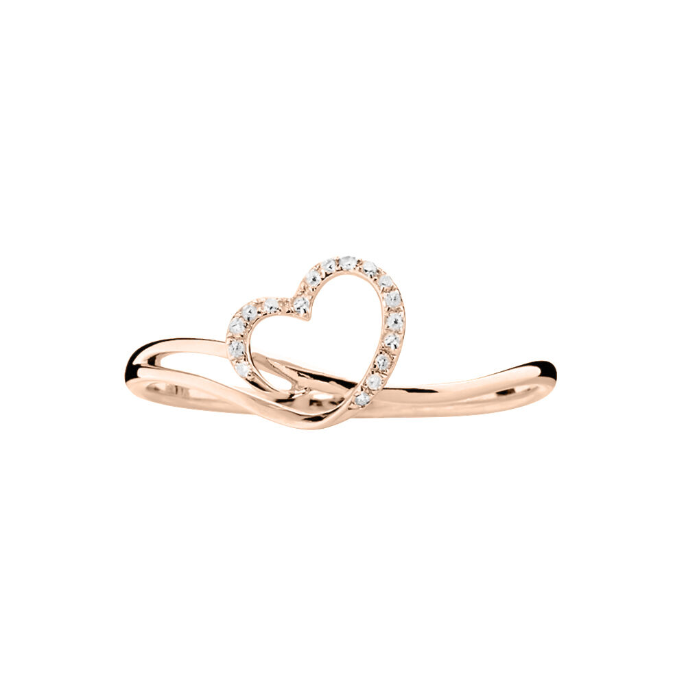 Bagues avec pierre C ur Or Diamant Ronde Micro serti Rose 375 1000