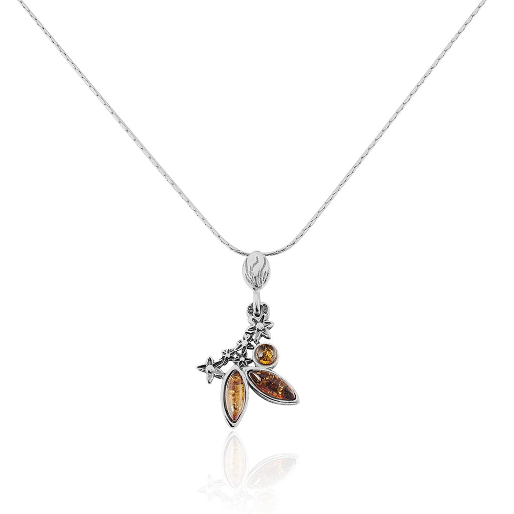 Collier Nadiana Argent Blanc Ambre - Colliers fantaisie Femme | Histoire d&rsquo;Or