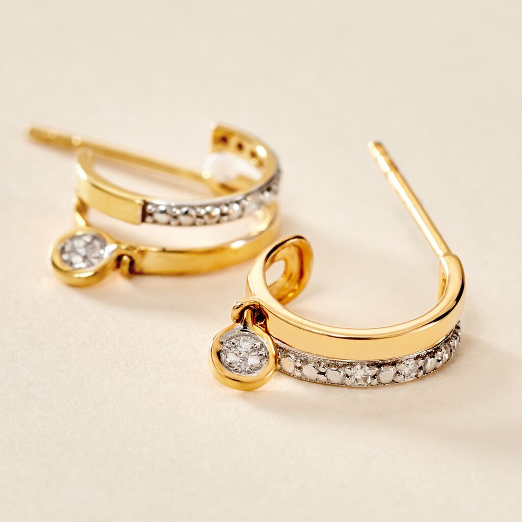 Créoles Jory Or Jaune Diamant - Boucles d'oreilles créoles Femme | Histoire d’Or