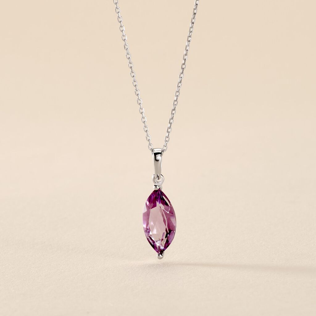 Collier Or Blanc Raquel Am&eacute;thyste - Colliers Femme | Histoire d&rsquo;Or