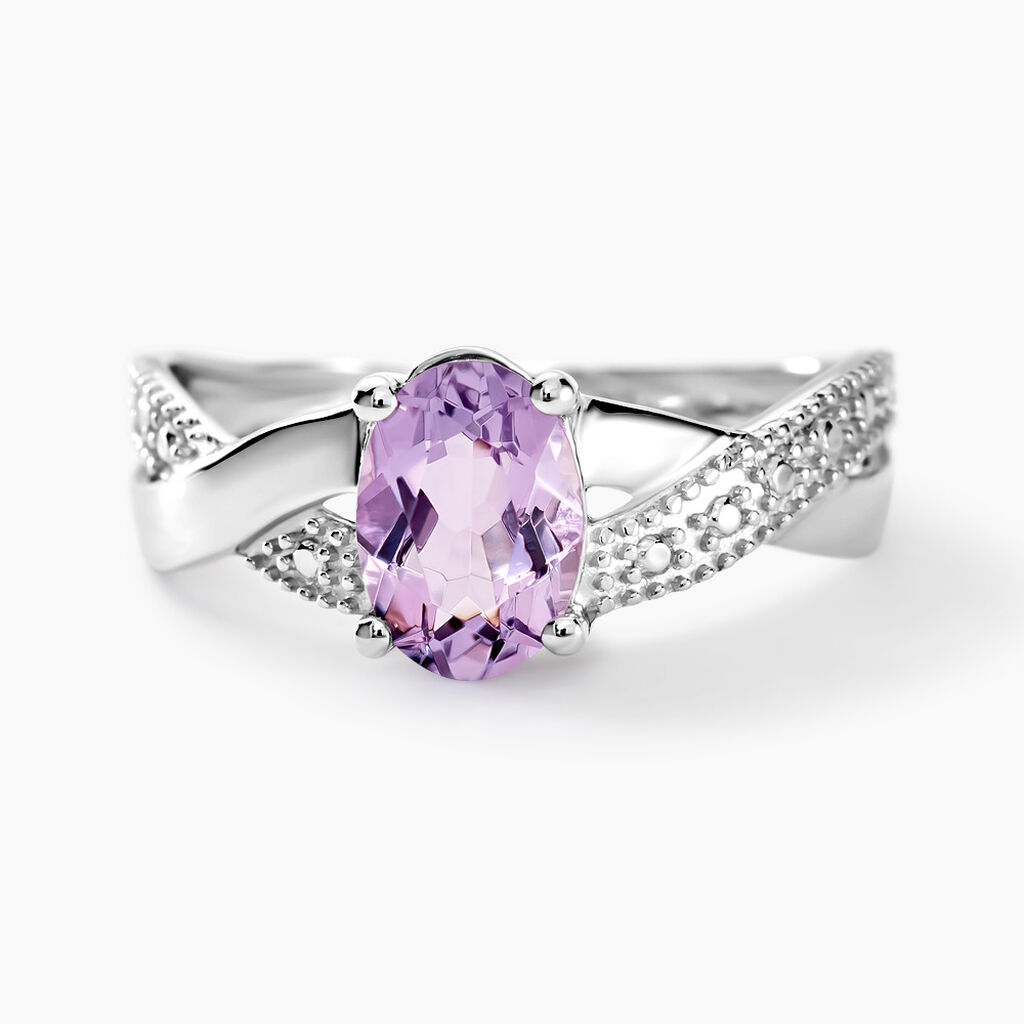 Bague Candice Or Blanc Amethyste - Bagues solitaires Femme | Histoire d’Or