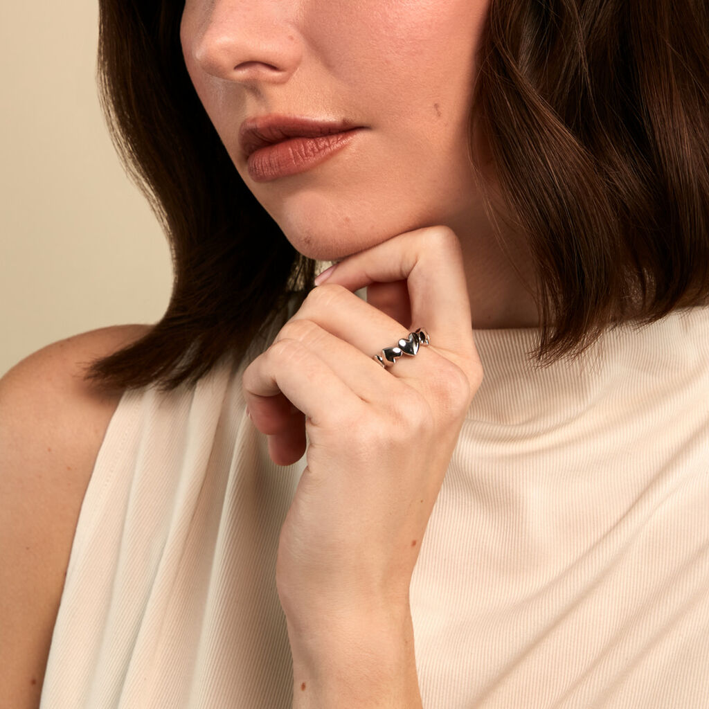 Bague Hearten Argent Blanc - Bagues fantaisie Femme | Histoire d&rsquo;Or