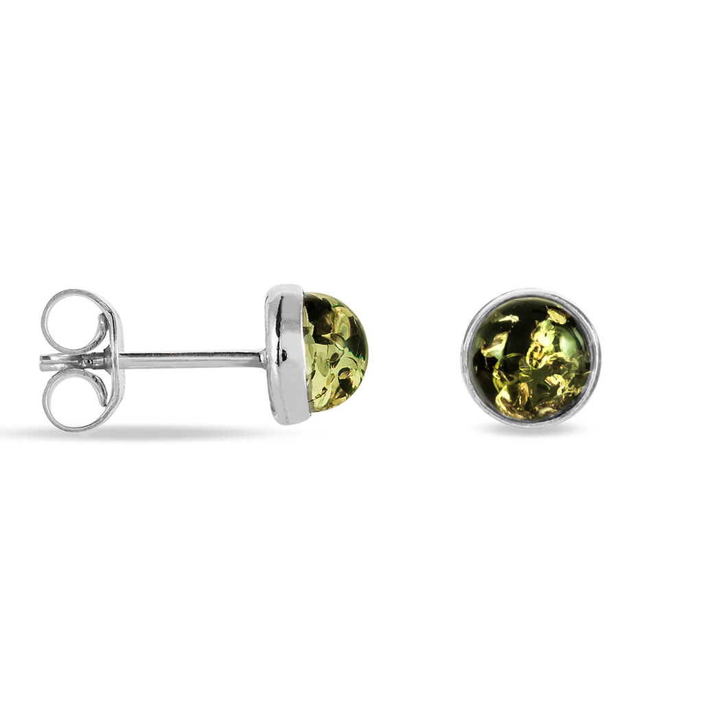 Boucles D'oreilles Puces Argent Blanc Acacia Ambre - Boucles d'oreilles fantaisie Femme | Histoire d&rsquo;Or