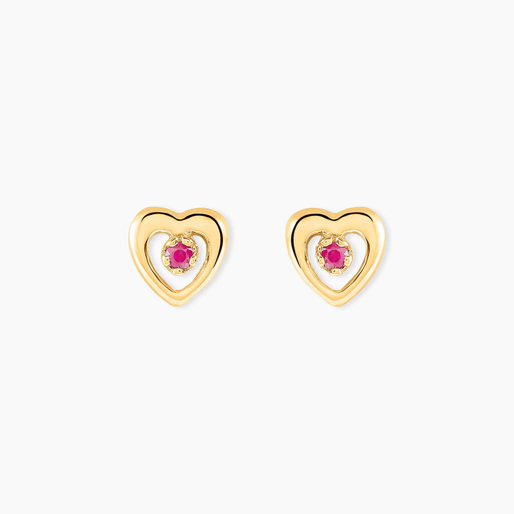 Boucles D'oreilles Puces Izild Or Jaune Rubis - Clous d'oreilles Femme | Histoire d’Or