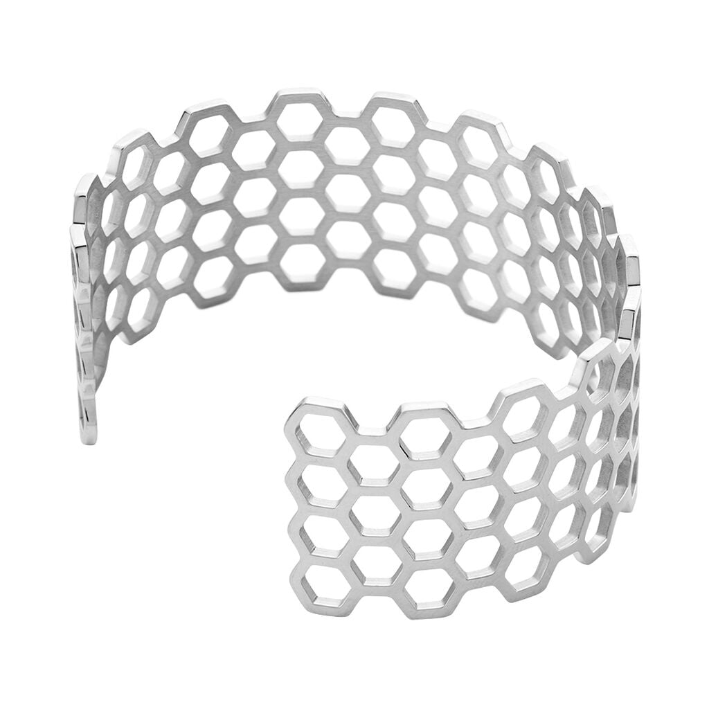 Bracelet Manchette Ouvert Acier Blanc Buglose - Bracelets manchettes Femme | Histoire d&rsquo;Or