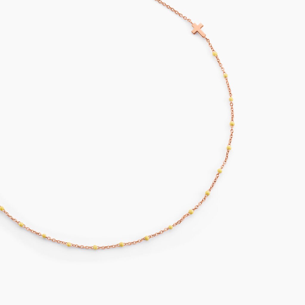 Collier Mimosa Argent Rose - Ras de cou Femme | Histoire d&rsquo;Or