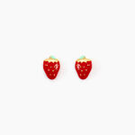 Boucles D'oreilles Puces Fraise Or Jaune - Clous d'oreilles Enfant | Histoire d&rsquo;Or