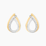 Boucles D'oreilles Puces Marilynn Or Bicolore Diamant Blanc - Clous d'oreilles Femme | Histoire d&rsquo;Or