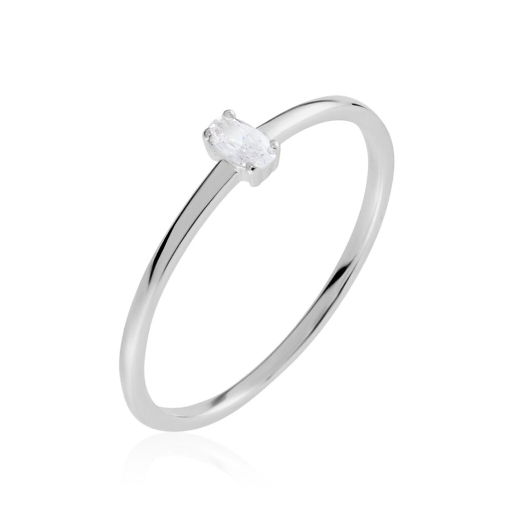 Bague Solitaire Djime Argent Blanc Oxyde De Zirconium - Bagues solitaires Femme | Histoire d’Or