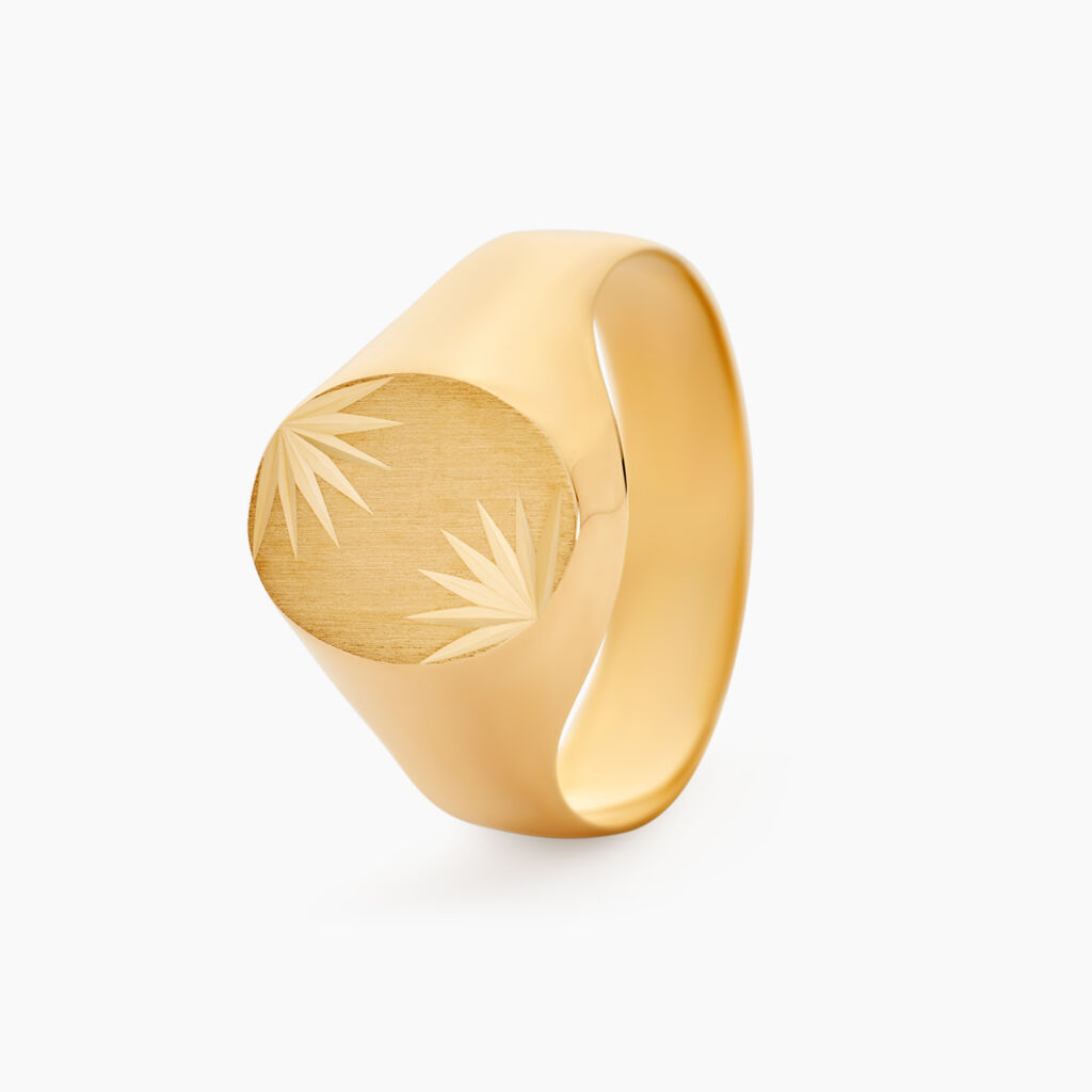 Chevalière Gerrard Ovale Diamantee Soleil Or Jaune - Chevalières Femme | Histoire d’Or