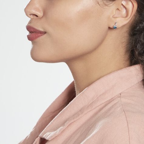 Boucles D'oreilles Pendantes Or Blanc Clothilde Topazes Oxydes - Clous d'oreilles Femme | Histoire d’Or