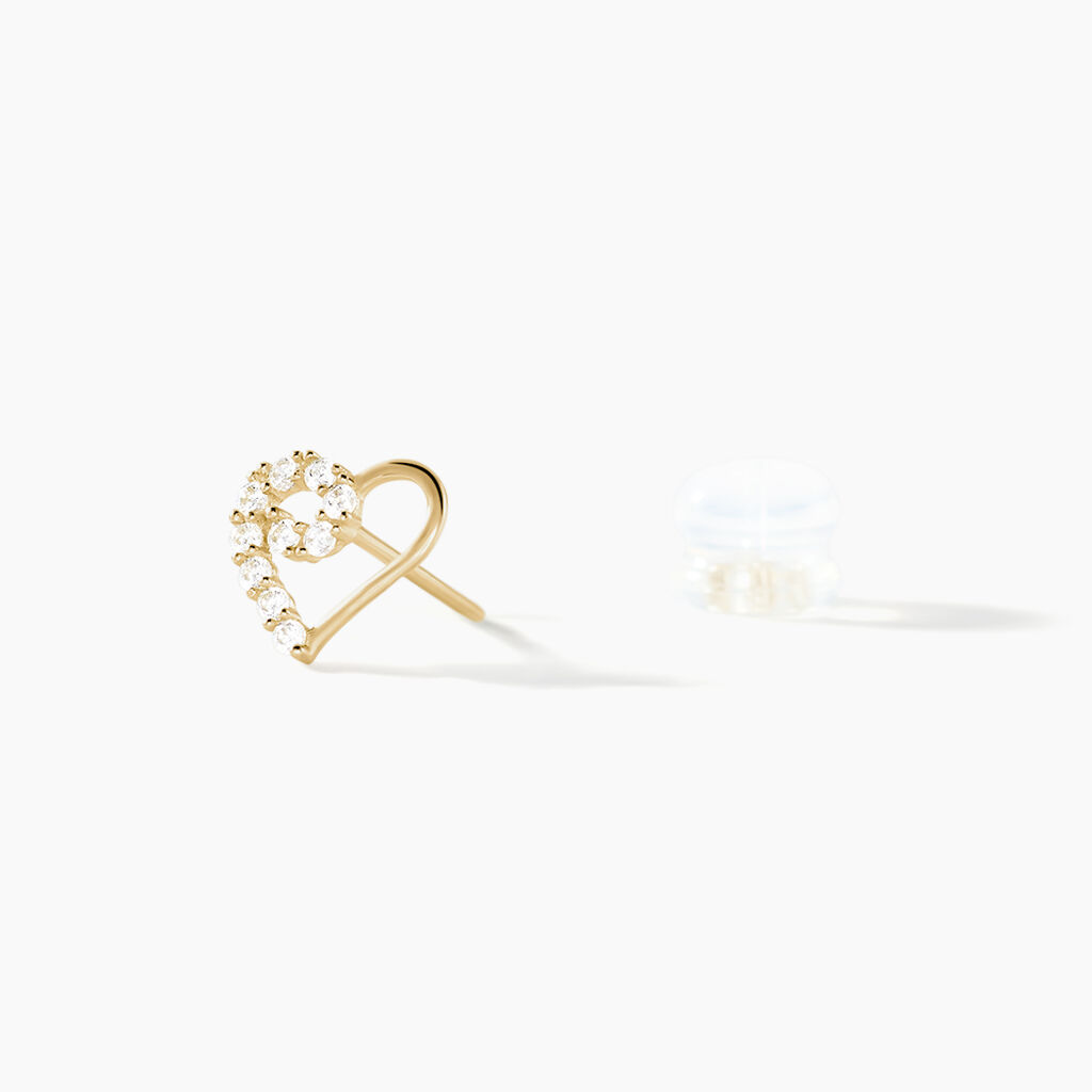 Boucles D'oreilles Puces Daria Cœur Or Jaune Oxyde De Zirconium - Clous d'oreilles Femme | Histoire d’Or