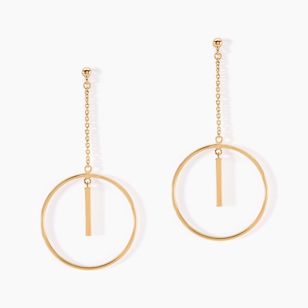 Boucles D'oreilles Pendantes Evana Plaqu&eacute; Or Jaune - Boucles d'oreilles pendantes Femme | Histoire d&rsquo;Or