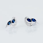 Boucles D'oreilles Puces Sakina Or Blanc Saphir Et Diamant - Clous d'oreilles Femme | Histoire d&rsquo;Or