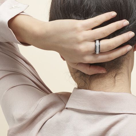 Bague Noire Ceramique Blanc Céramique Et Strass - Bagues avec pierre Femme | Histoire d’Or